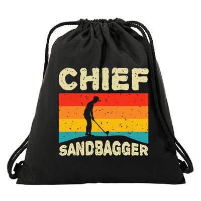 Chief Sandbagger Golfer Player Golf Lover Drawstring Bag