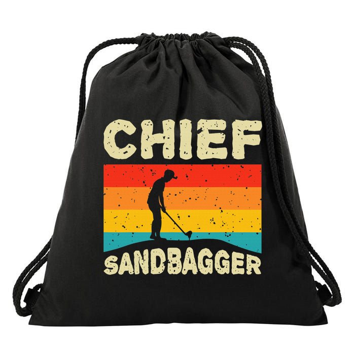Chief Sandbagger Golfer Player Golf Lover Drawstring Bag