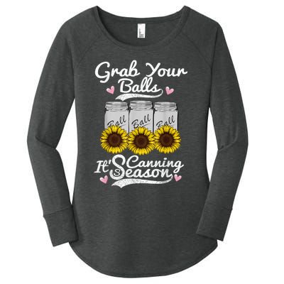 Canning Sunflower Grab Your Balls Its Canning Season Women's Perfect Tri Tunic Long Sleeve Shirt