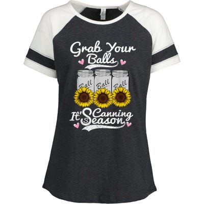 Canning Sunflower Grab Your Balls Its Canning Season Enza Ladies Jersey Colorblock Tee