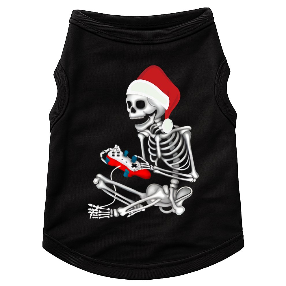 Christmas Skeleton Gamer Video Gaming Doggie Tank