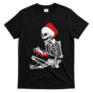 Christmas Skeleton Gamer Video Gaming T-Shirt