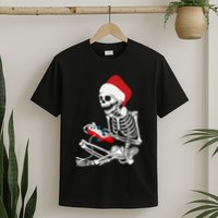 Christmas Skeleton Gamer Video Gaming T-Shirt