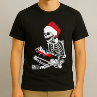Christmas Skeleton Gamer Video Gaming T-Shirt