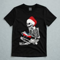 Christmas Skeleton Gamer Video Gaming T-Shirt