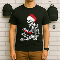 Christmas Skeleton Gamer Video Gaming T-Shirt