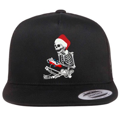 Christmas Skeleton Gamer Video Gaming Flatbill Hat