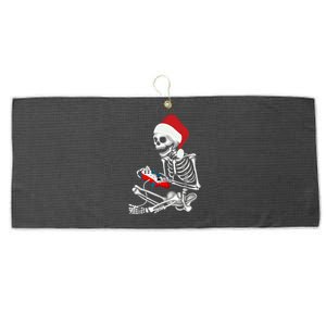 Christmas Skeleton Gamer Video Gaming Large Microfiber Waffle Golf Towel