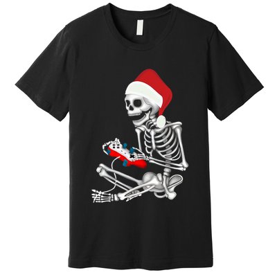 Christmas Skeleton Gamer Video Gaming Premium T-Shirt