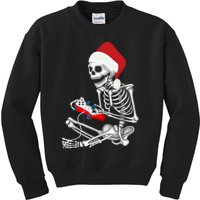 Christmas Skeleton Gamer Video Gaming Kids Sweatshirt