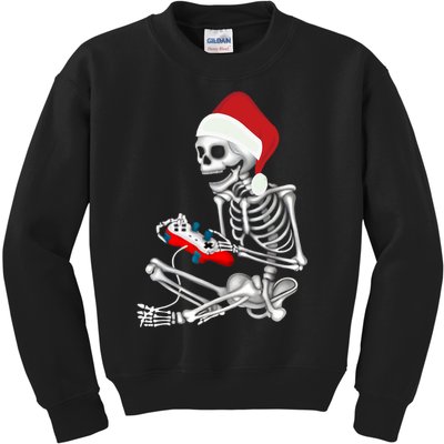 Christmas Skeleton Gamer Video Gaming Kids Sweatshirt