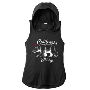 California Strong Grizzly Bear Ladies PosiCharge Tri-Blend Wicking Draft Hoodie Tank