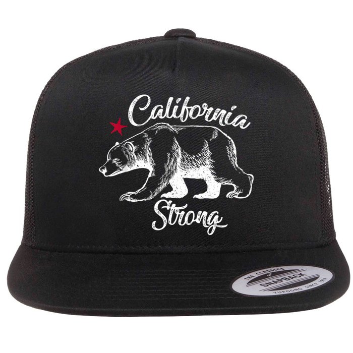 California Strong Grizzly Bear Flat Bill Trucker Hat