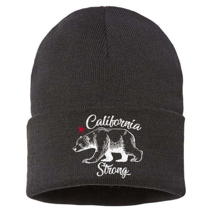 California Strong Grizzly Bear Sustainable Knit Beanie