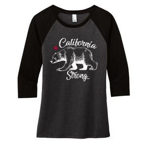 California Strong Grizzly Bear Women's Tri-Blend 3/4-Sleeve Raglan Shirt