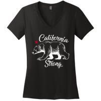 California Strong Grizzly Bear Women's V-Neck T-Shirt