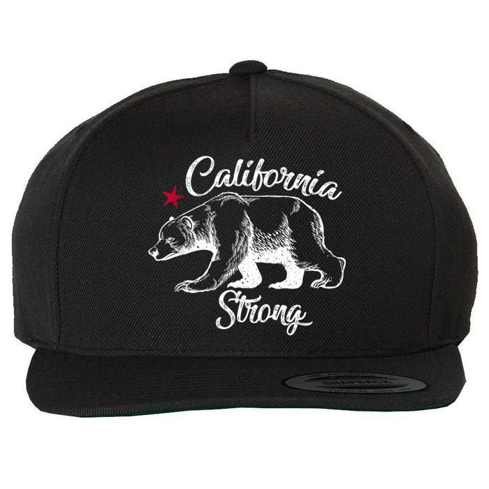 California Strong Grizzly Bear Wool Snapback Cap