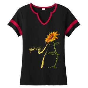 Cat Sunflower Gifts For Cat Lovers Cat Mom Cat Lady Ladies Halftime Notch Neck Tee