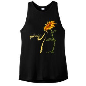 Cat Sunflower Gifts For Cat Lovers Cat Mom Cat Lady Ladies PosiCharge Tri-Blend Wicking Tank