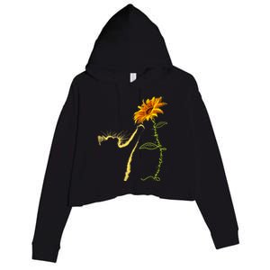 Cat Sunflower Gifts For Cat Lovers Cat Mom Cat Lady Crop Fleece Hoodie