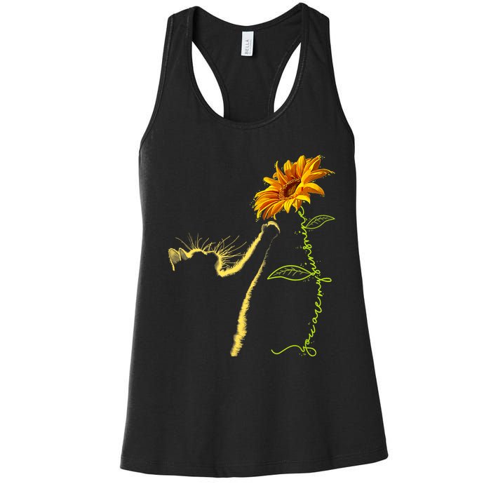 Cat Sunflower Gifts For Cat Lovers Cat Mom Cat Lady Women's Racerback Tank