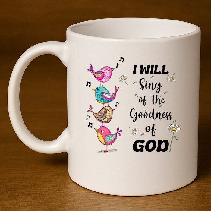 Cute Sing Goodness Of God Christian Bible Verse 11oz C Handle Ceramic Mug