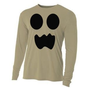 Cute Silly Ghost Ghoul Scared Face Halloween Cooling Performance Long Sleeve Crew