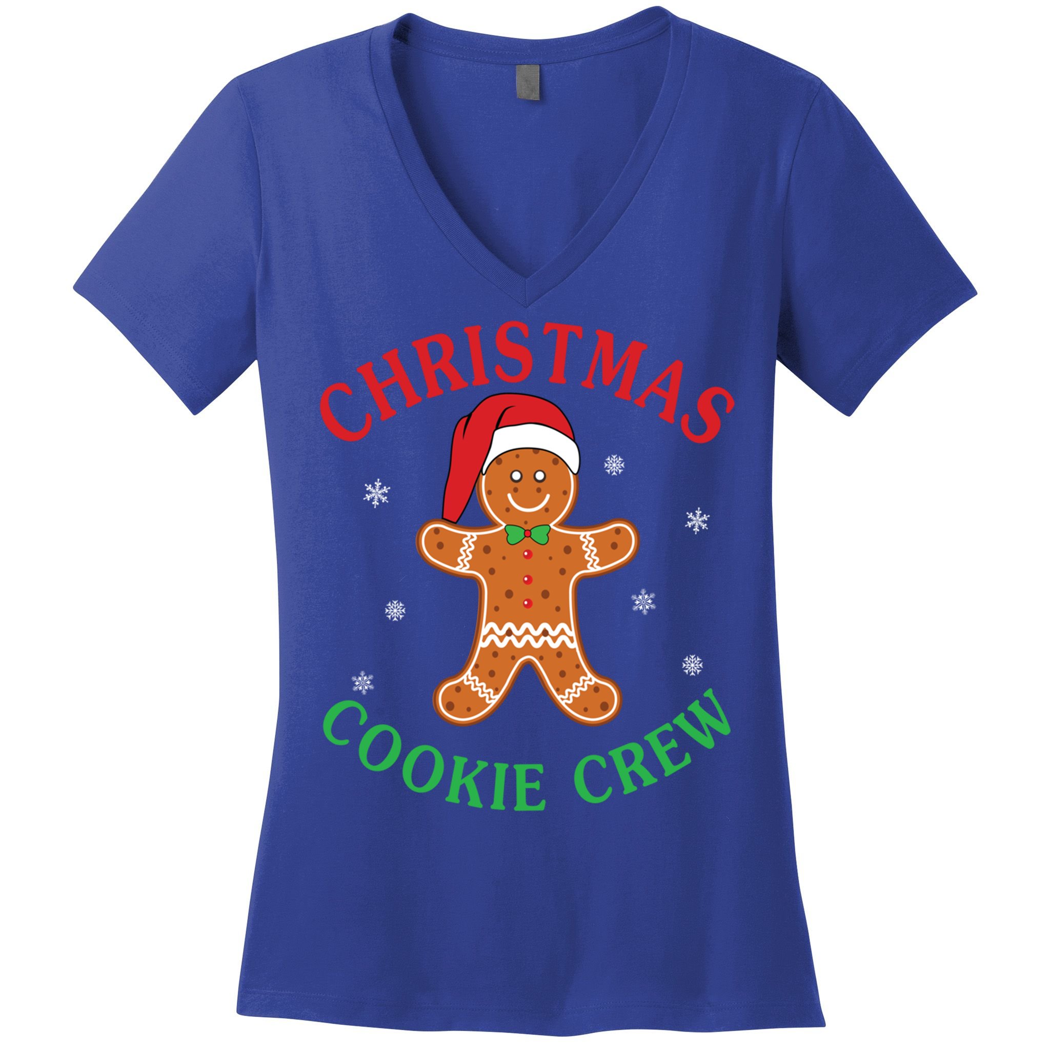 Christmas Santa Hat Gingerbread Cookie Crew Baking Team Great Gift Women's V-Neck T-Shirt