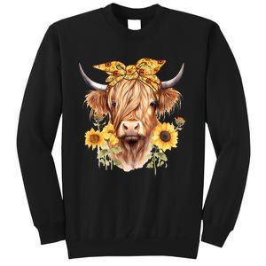 Cute Scottish Highland Cow Wearing Sunflower Bandana Heifer Sweatshirt