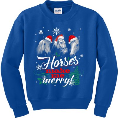 Christmas Santa Horse Make Me Merry Lover In Snow Pajamas Cute Gift Kids Sweatshirt