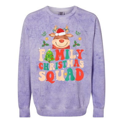 Cute Santa Hat Reindeer Family Christmas Squad Xmas Pajama Gift Colorblast Crewneck Sweatshirt