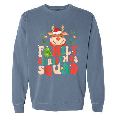 Cute Santa Hat Reindeer Family Christmas Squad Xmas Pajama Gift Garment-Dyed Sweatshirt