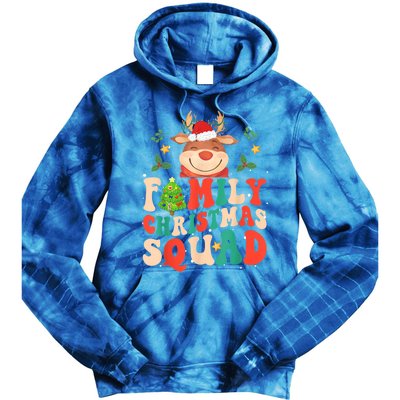 Cute Santa Hat Reindeer Family Christmas Squad Xmas Pajama Gift Tie Dye Hoodie