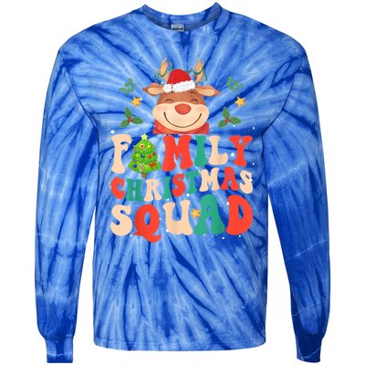 Cute Santa Hat Reindeer Family Christmas Squad Xmas Pajama Gift Tie-Dye Long Sleeve Shirt