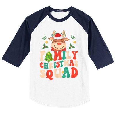 Cute Santa Hat Reindeer Family Christmas Squad Xmas Pajama Gift Baseball Sleeve Shirt