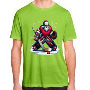 Christmas Santa Hockey Goalie Ugly Christmas Cute Gift Adult ChromaSoft Performance T-Shirt