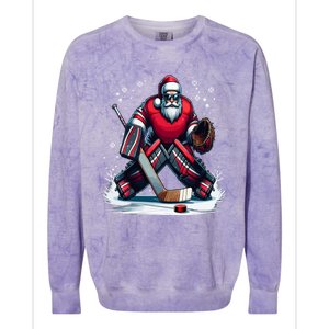 Christmas Santa Hockey Goalie Ugly Christmas Cute Gift Colorblast Crewneck Sweatshirt