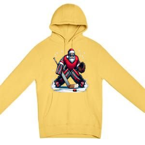 Christmas Santa Hockey Goalie Ugly Christmas Cute Gift Premium Pullover Hoodie