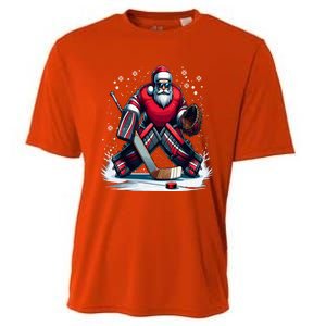 Christmas Santa Hockey Goalie Ugly Christmas Cute Gift Cooling Performance Crew T-Shirt