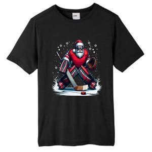 Christmas Santa Hockey Goalie Ugly Christmas Cute Gift Tall Fusion ChromaSoft Performance T-Shirt