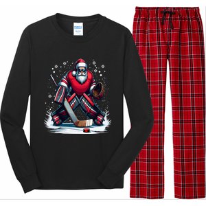 Christmas Santa Hockey Goalie Ugly Christmas Cute Gift Long Sleeve Pajama Set