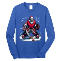 Christmas Santa Hockey Goalie Ugly Christmas Cute Gift Long Sleeve Shirt