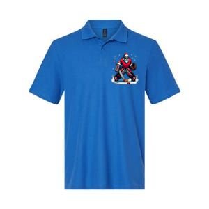 Christmas Santa Hockey Goalie Ugly Christmas Cute Gift Softstyle Adult Sport Polo