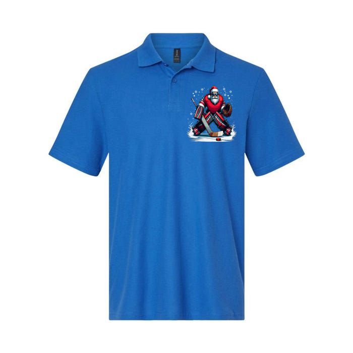 Christmas Santa Hockey Goalie Ugly Christmas Cute Gift Softstyle Adult Sport Polo