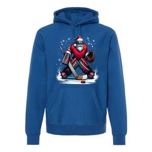 Christmas Santa Hockey Goalie Ugly Christmas Cute Gift Premium Hoodie