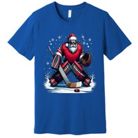 Christmas Santa Hockey Goalie Ugly Christmas Cute Gift Premium T-Shirt