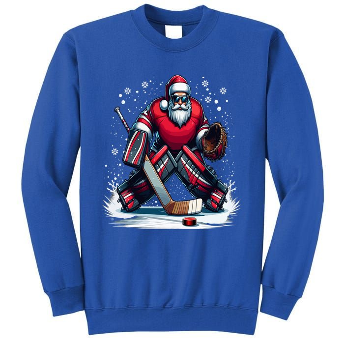 Christmas Santa Hockey Goalie Ugly Christmas Cute Gift Tall Sweatshirt