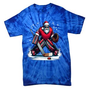 Christmas Santa Hockey Goalie Ugly Christmas Cute Gift Tie-Dye T-Shirt