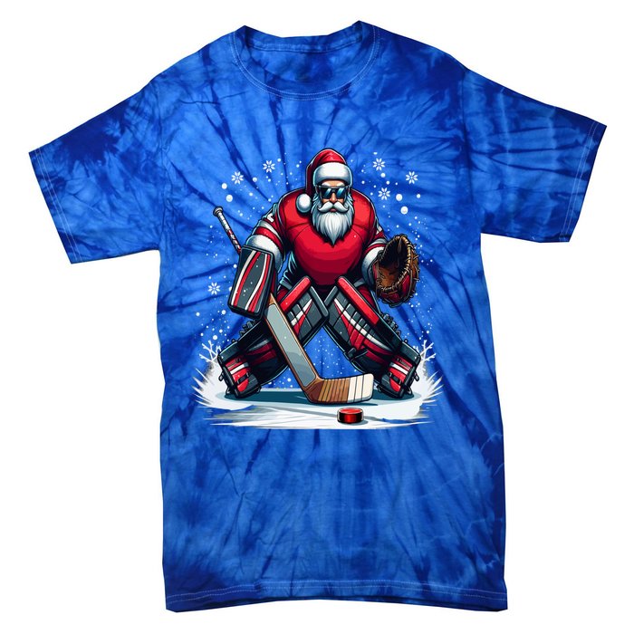 Christmas Santa Hockey Goalie Ugly Christmas Cute Gift Tie-Dye T-Shirt