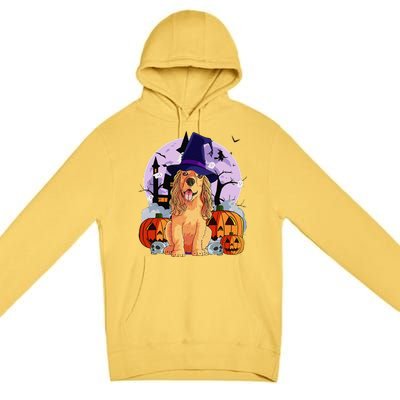 Cocker Spaniel Happy Halloween Dog Witch Pumpkin Premium Pullover Hoodie